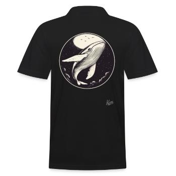 Blue whale in the sky with moon and stars - Men's Polo Shirt - black - Back - Kai (181cm)