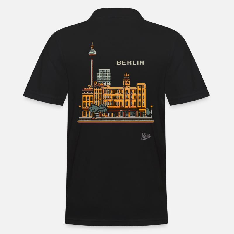 Pixel Berlin - Männer Poloshirt - Schwarz