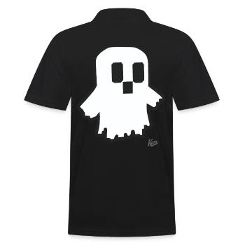 Funny Little Cartoon Pixel Ghost - Men's Polo Shirt - black - Back - Kai (181cm)