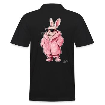 Super cool pink fur coat with bunny in it - Men's Polo Shirt - black - Back - Kai (181cm)
