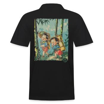 Chinese Children: Hike in the Bamboo Forest - Men's Polo Shirt - black - Back - Kai (181cm)