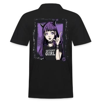Cute and Cool: Gothic Girl - Men's Polo Shirt - black - Back - Kai (181cm)