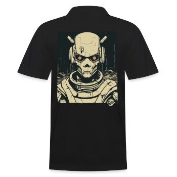 Super Humanoider Totenkopf Schädel Androide Mecha - Männer Poloshirt - Schwarz - Hinten - Kai (181cm)
