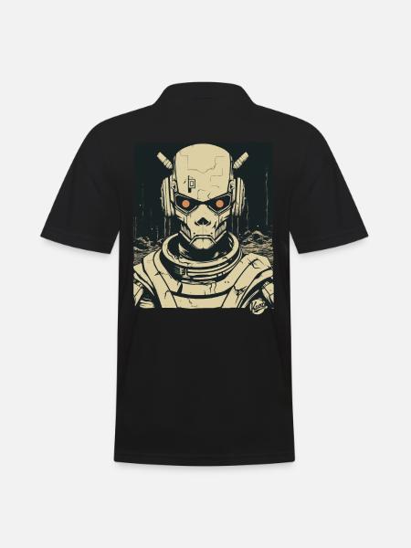Super Humanoid Skull Skull Android Mecha - Men's Polo Shirt - black