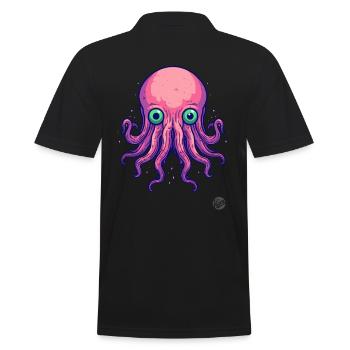 bunter Cartoon Krake Oktopus - Männer Poloshirt - Schwarz - Hinten - Kai (181cm)