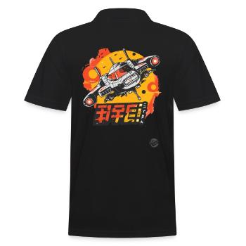 Anime Style Retro Funk Space Jet - Men's Polo Shirt - black - Back - Kai (181cm)