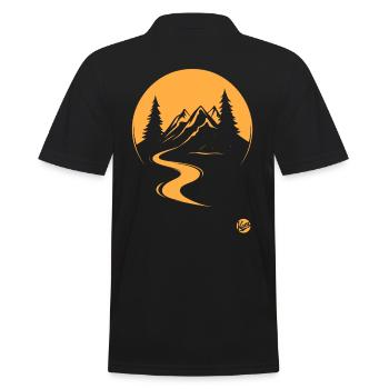 Naturkulisse mit Bäumen, Fluss und Bergen - Männer Poloshirt - Schwarz - Hinten - Kai (181cm)