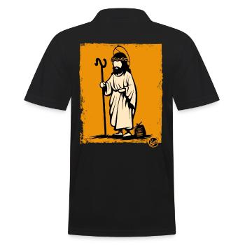 Der Wanderer und Erlöser Jesus - Männer Poloshirt - Schwarz - Hinten - Kai (181cm)