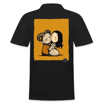 Pan küsst ein Mädchen im Labyrinth - Männer Poloshirt - Schwarz - Hinten - Kai (181cm)