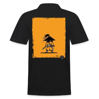 Samurai Style Warrior Silhouette - Men's Polo Shirt - black - Back - Kai (181cm)