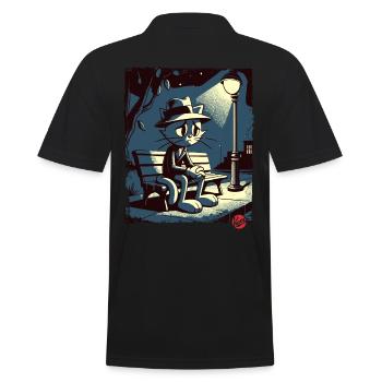 eine Nacht im Park und eine melancholisches Katze - Männer Poloshirt - Schwarz - Hinten - Kai (181cm)