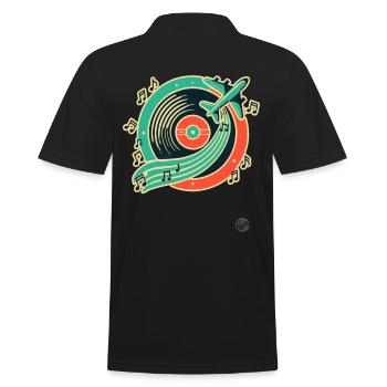 Musique rétro et design de voyage « Plate & Airplane » - Polo Homme - noir - Dos - Kai (181cm)