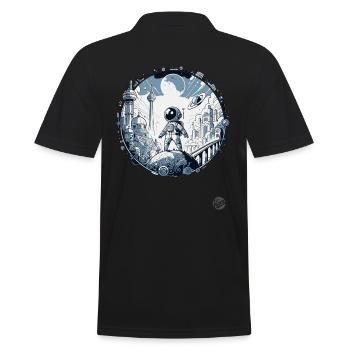 Futuristische Astronaut "Entdecker der Zukunft" - Männer Poloshirt - Schwarz - Hinten - Kai (181cm)