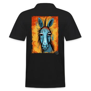 Kunstvoller Esel im Tribal-Kubismus-Stil - Männer Poloshirt - Schwarz - Hinten - Kai (181cm)