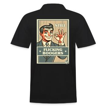 immer noch Popel schnippen im Retro-Cartoon-Stil - Männer Poloshirt - Schwarz - Hinten - Kai (181cm)