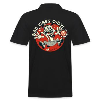 Bad Vibes Only, Vintage 1920s Old School Cartoon - Men's Polo Shirt - black - Back - Kai (181cm)