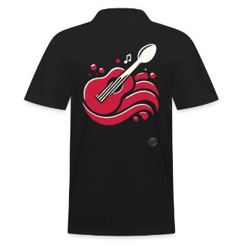 Musik und Essen vereint: Löffel-Gitarre - Männer Poloshirt - Schwarz - Hinten - Kai (181cm)