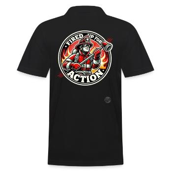 Ready for action, the firefighter - Men's Polo Shirt - black - Back - Kai (181cm)