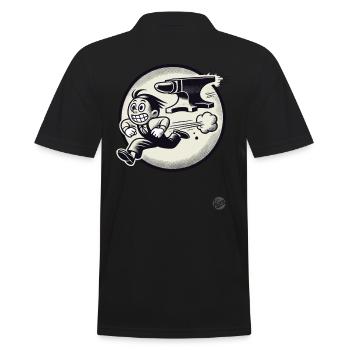 Dessin animé rétro : Fuir les problèmes et l’enclume - Polo Homme - noir - Dos - Kai (181cm)