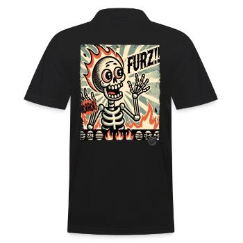Heißer deutscher Furz Schreck Skelett - Männer Poloshirt - Schwarz - Hinten - Kai (181cm)