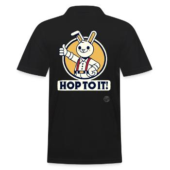 Daumen Hoch Hase - Los Geht’s! - Männer Poloshirt - Schwarz - Hinten - Kai (181cm)