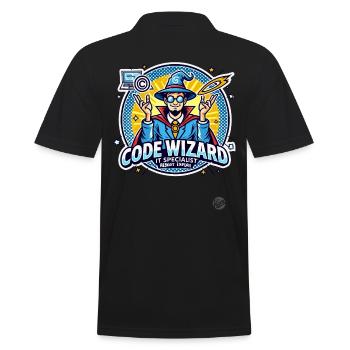 Code Wizard Restart Specialist IT Expert - Men's Polo Shirt - black - Back - Kai (181cm)