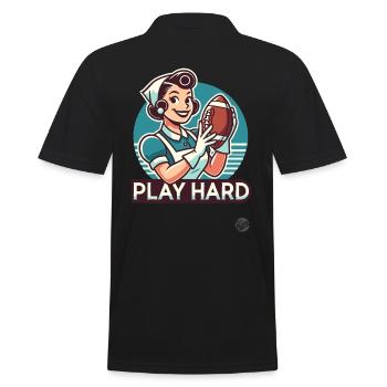 Femme au foyer de dessin animé rétro jouant au football américain - Polo Homme - noir - Dos - Kai (181cm)