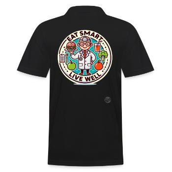 Eat Smart, Live Healthy: Brain Burger - Men's Polo Shirt - black - Back - Kai (181cm)