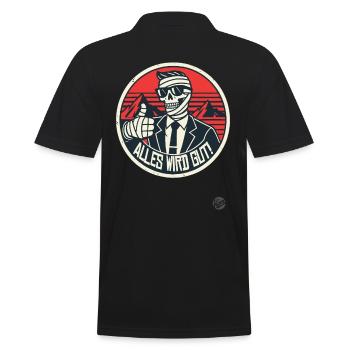Thumbs Up Skeleton Mummy: Everything Will Be Fine - Men's Polo Shirt - black - Back - Kai (181cm)