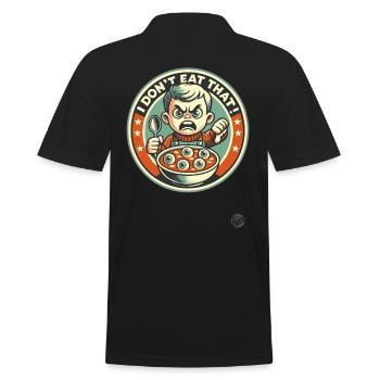 Junge mit Löffel und Suppe, Ich esse das nicht - Männer Poloshirt - Schwarz - Hinten - Kai (181cm)