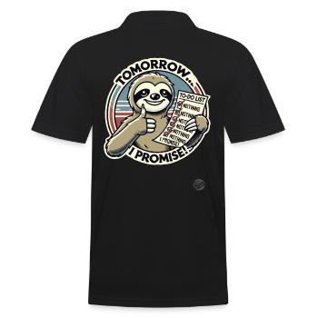 Promised to do nothing, sloth to-do list - Men's Polo Shirt - black - Back - Kai (181cm)