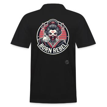 Japanische Geisha ist eine geborene Rebellin - Männer Poloshirt - Schwarz - Hinten - Kai (181cm)
