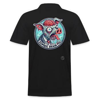 The Sick Brain Zombie Pig - Men's Polo Shirt - black - Back - Kai (181cm)