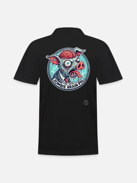 The Sick Brain Zombie Pig - Men's Polo Shirt - black