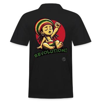 Reggae Baby for Rastafari Revolution - Men's Polo Shirt - black - Back - Kai (181cm)