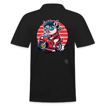 Zombie Brain Pig Motorcycle Revolution - Men's Polo Shirt - black - Back - Kai (181cm)