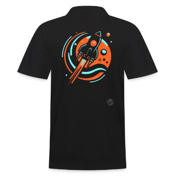 Retro coole Cartoon-Rakete - Männer Poloshirt - Schwarz - Hinten - Kai (181cm)