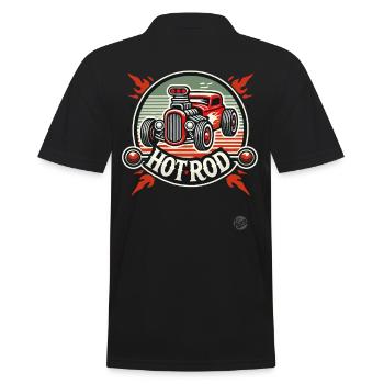 Flammend heißes Hot Rod Muskel Auto - Männer Poloshirt - Schwarz - Hinten - Kai (181cm)