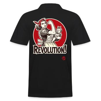 Hausfrau und Mama mit Baby: Revolution - Männer Poloshirt - Schwarz - Hinten - Kai (181cm)