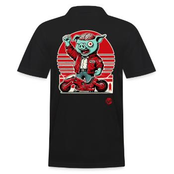 Kaneda Pigira Japanisches Cyborg-Schwein-Motorrad - Männer Poloshirt - Schwarz - Hinten - Kai (181cm)