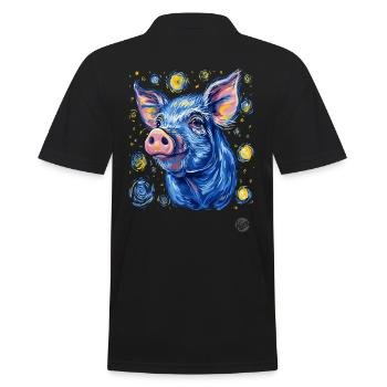 Night full of stars pig - Men's Polo Shirt - black - Back - Kai (181cm)