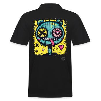 Supercoole Graffiti Monster Kreatur mit Herzen - Männer Poloshirt - Schwarz - Hinten - Kai (181cm)