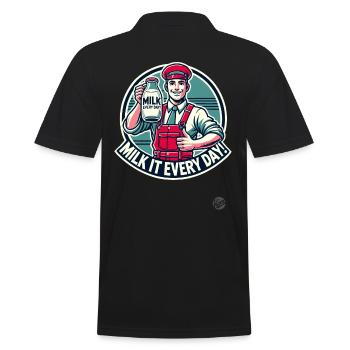 Milchmann Daumen hoch – Täglich Milch - Männer Poloshirt - Schwarz - Hinten - Kai (181cm)
