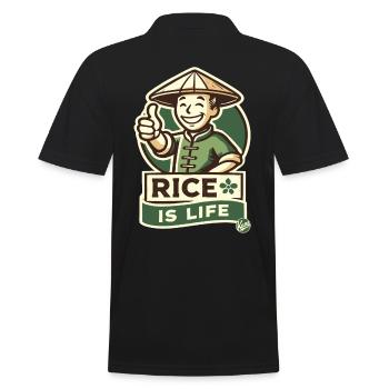 Rice farmer thumbs up - rice is life - Men's Polo Shirt - black - Back - Kai (181cm)