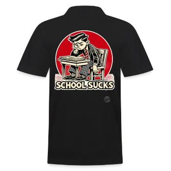 Schuljunge ist gelangweilt - Schule nervt - Männer Poloshirt - Schwarz - Hinten - Kai (181cm)
