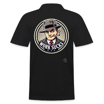 Hustler - Work is annoying - Men's Polo Shirt - black - Back - Kai (181cm)