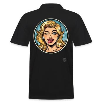 Femme coquine clin d’œil dans le style vintage pop art - Polo Homme - noir - Dos - Kai (181cm)