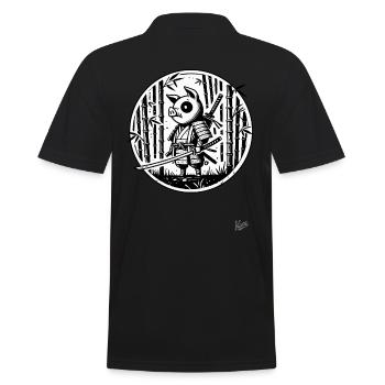 In the bamboo forest, a samurai pig - Men's Polo Shirt - black - Back - Kai (181cm)