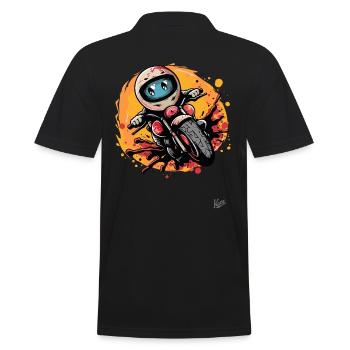 Cute motorcycle comic - Men's Polo Shirt - black - Back - Kai (181cm)