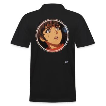 Japanisches 90er-Cartoon-Mädchen - Männer Poloshirt - Schwarz - Hinten - Kai (181cm)